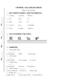 小学英语新版-牛津译林版三年级上册Unit 2 I'm Liu Tao单元测试课堂检测