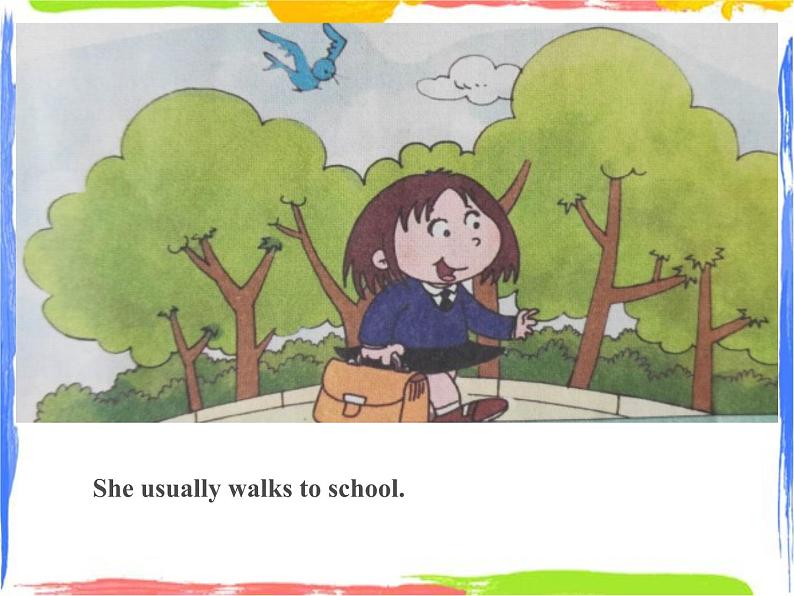 四年级上册英语课件- Module3 Unit1 She didn’t walk to  school  yesterday.  外研社（一起）(共23张PPT)08