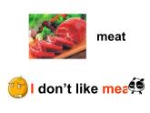 外研版(一起)小學(xué)英語二年級上冊Module 2《Unit 1 I don’t like meat》ppt課件4