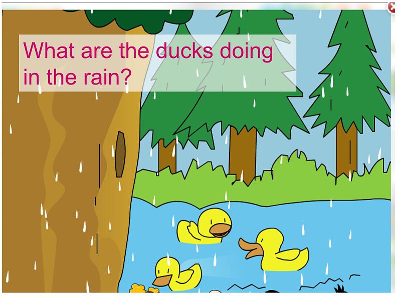 外研版(一起)小学英语三年级上册Module 3 Unit 2《The ducks are playing in the rain》课件07