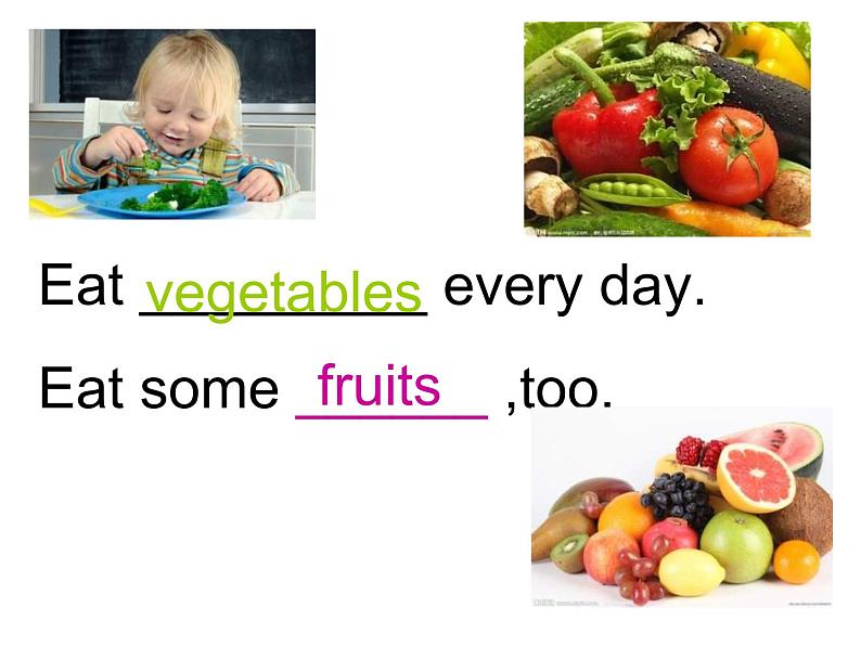 外研版(一起)小学英语四年级上册Module10Unit2《Eat vegetables every day》课件05