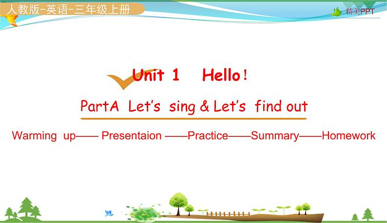 人教pep 三年级上册英语 Unit 1 Hello Part A Let's sing&find out【同步课件含音频】02