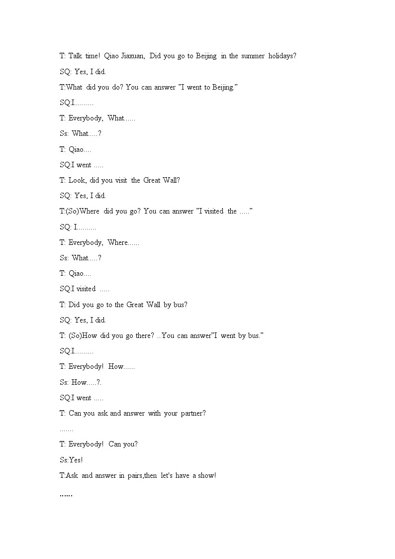 外研版（三起）英语五年级上册 Module3 Unit1 Where did you go？(教案)第3页