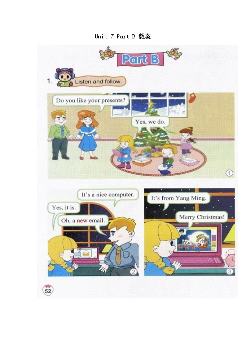闽教英语四上 Unit 7 Christmas Part B 教案01