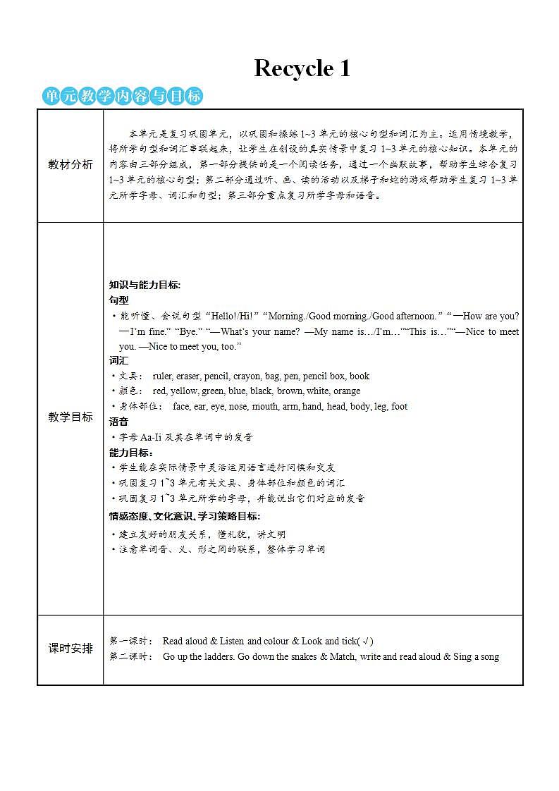 The first period(第一课时) 教案第1页