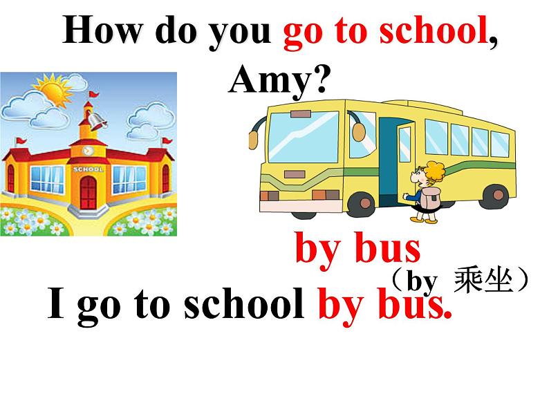 外研版（一起）英语二年级上册 Module 7 Unit 1How do you go to school (2)（课件）05