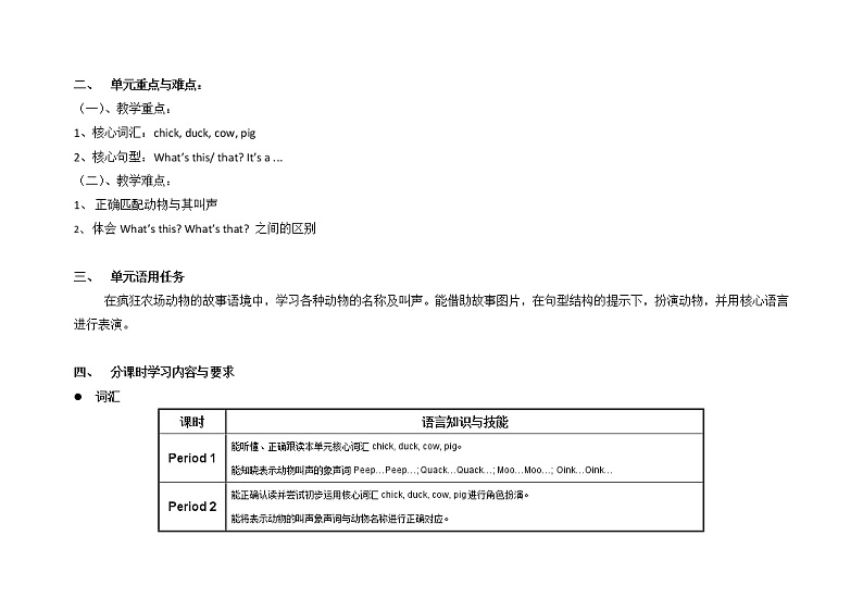 牛津上海版（试用本）小学一年级上册 Module 4 Unit 1 On the farm 教案02