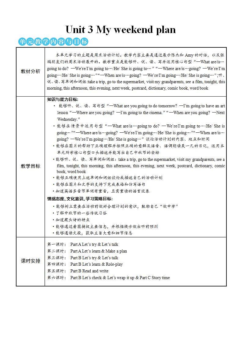 Unit 3 My weekend plan Part A 第1课时PPT课件+教案+音视频素材01