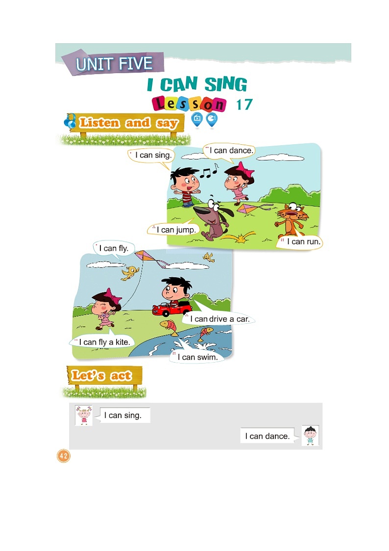 小学英语北京版一年级上册 UNIT FIVE  I CAN SING-Lesson 17(1)教案第1页