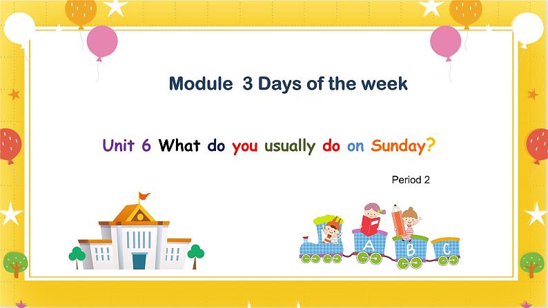 广州版英语四年级下册Module 3 Unit 6《What do you usually do on Sunday》   课件+教案+练习01