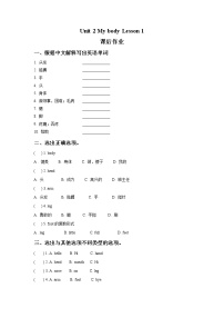 人教版 (新起点)三年级上册Unit 2 My BodyLesson 1课后作业题