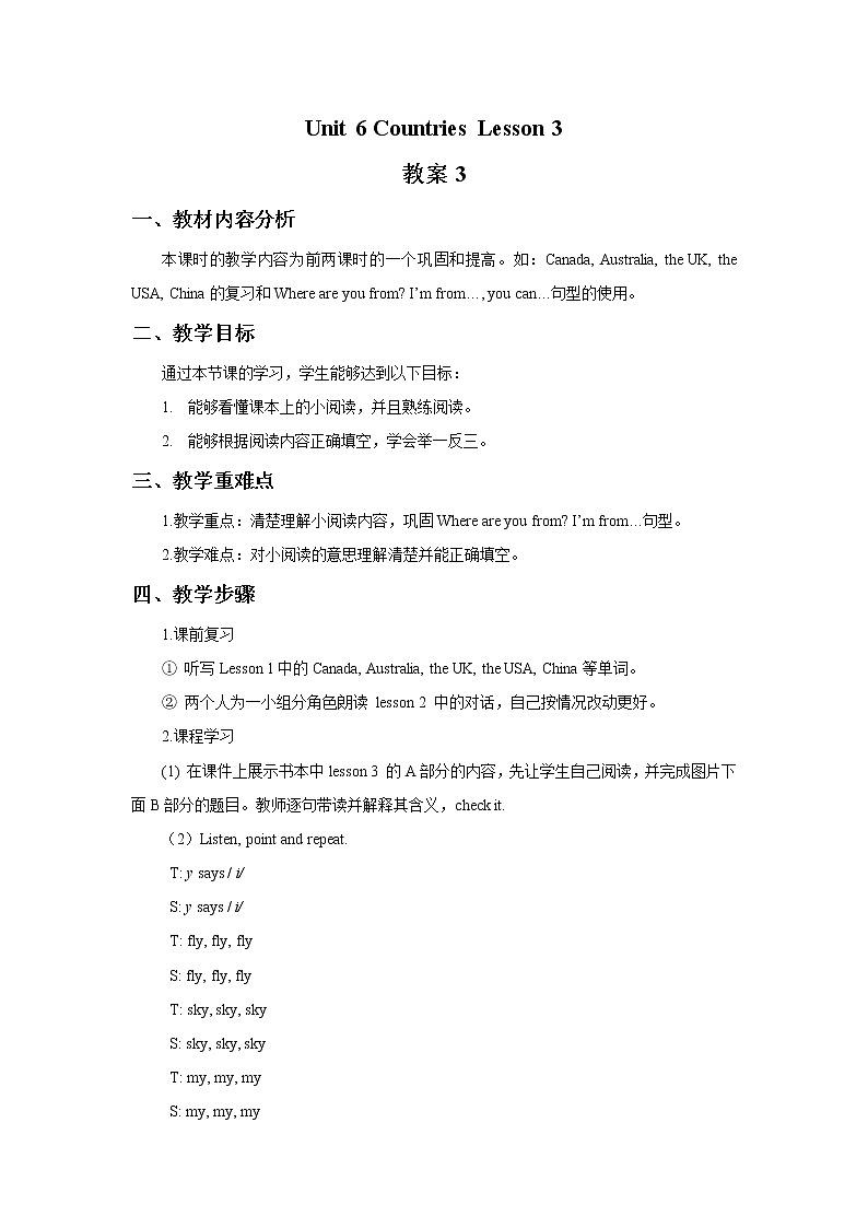 Unit 6 Countries Lesson 3 教案301