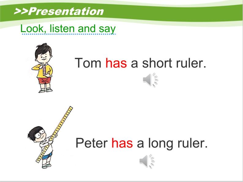接力版小学英语三年级下册 Lesson12 Tom has a short ruler.课件07