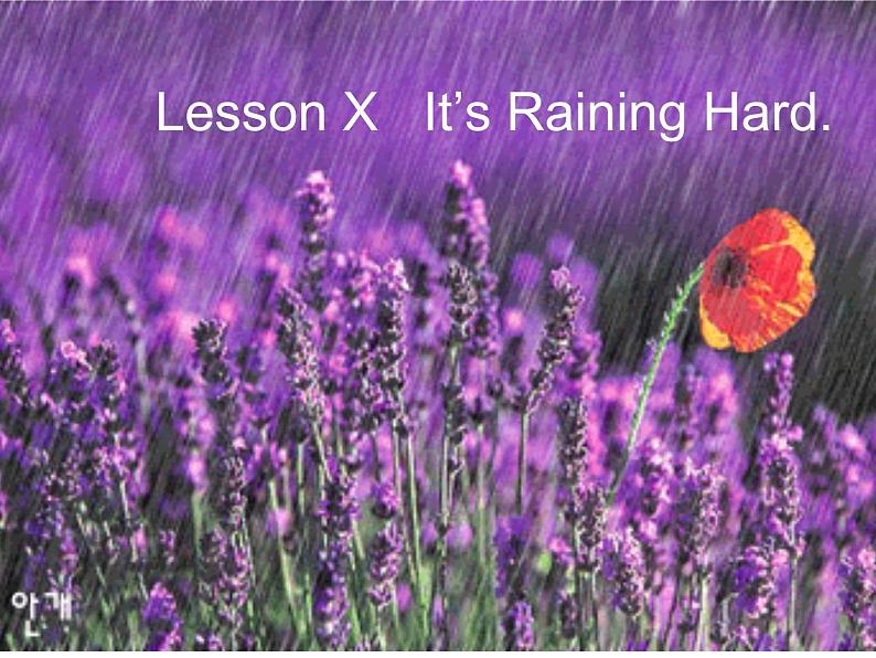 三年级下册英语课件-Lesson  X It 's Rainning Hard∣川教版(三年级起点) (共12张PPT)第1页