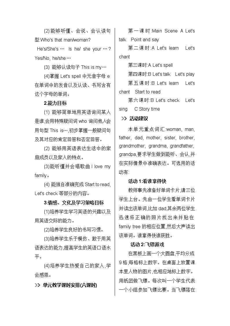 人教版英语三年级下册 Unit 2 Part A  第1课时 PPT课件+教案02