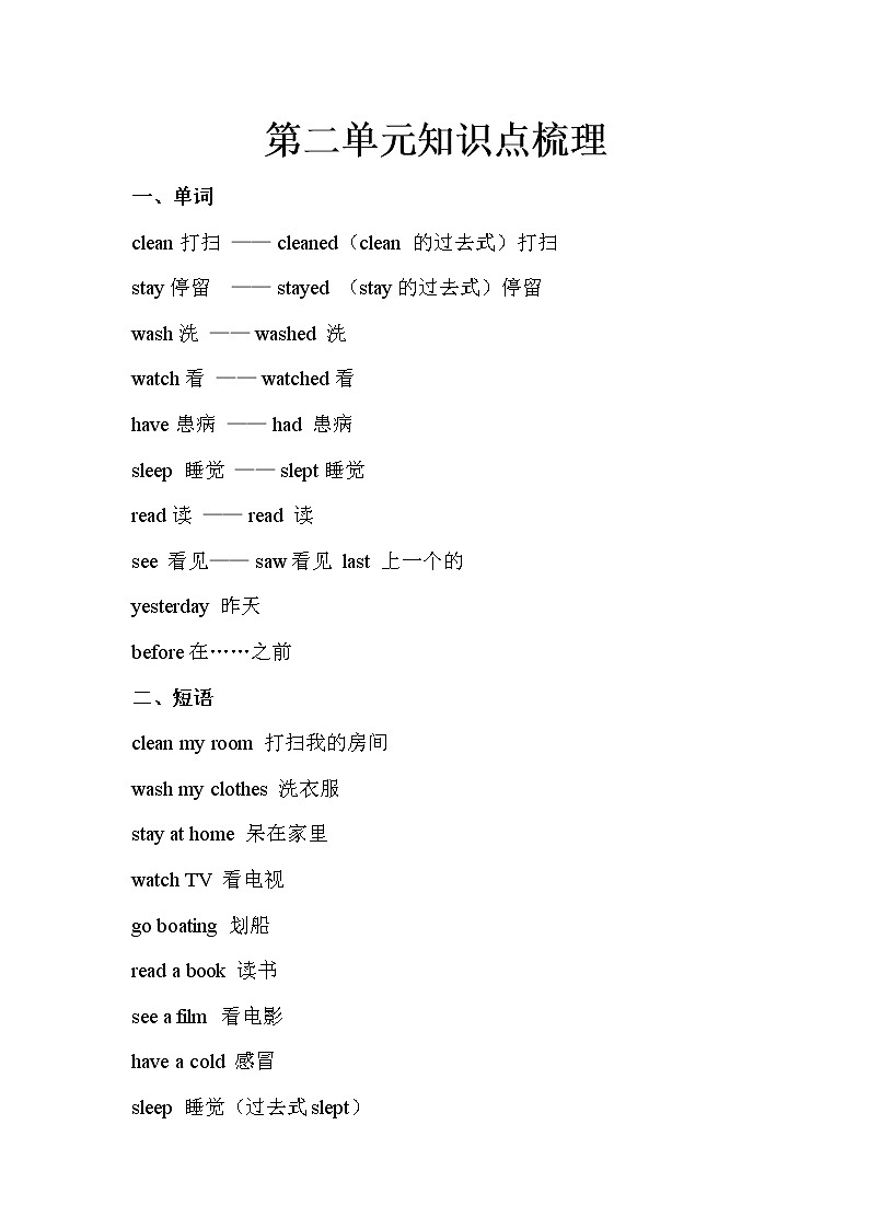 人教PEP英语六年级下册 Unit 2 知识点梳理第1页