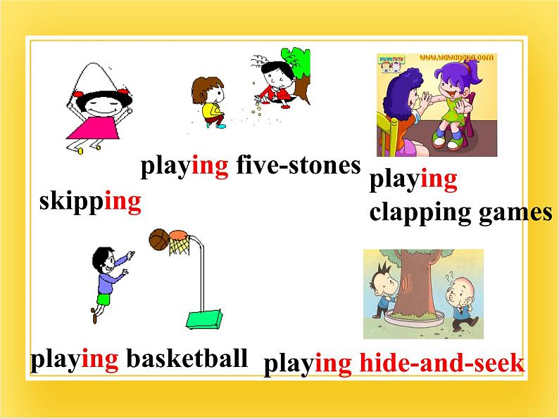 外研版（一起）英语二年级下册课件 Module 5《Unit 2 What are the kids playing》03