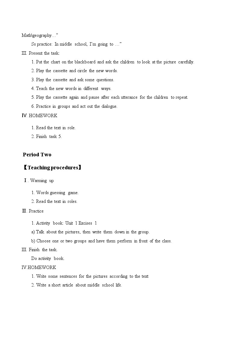 外研版（一起）英语六年级下册教案 Module 10 Unit 1 We're going to different schools.02