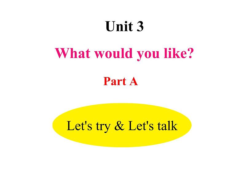 人教PEP版英语五年级上册 Unit 3 What would you like？-PartA Let's try & Let's talk(课件)01