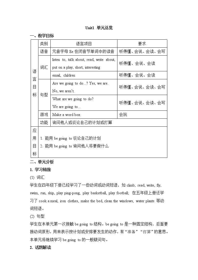 湘少版英语五下 Unit1 精品教案（3课时）01