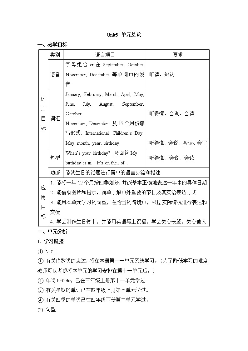 湘少版英语五下 Unit5 精品教案（3课时）01