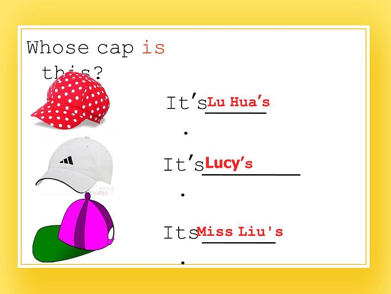 重大版小学英语四年级下册Unit 4《Whose cap is this》ppt课件104