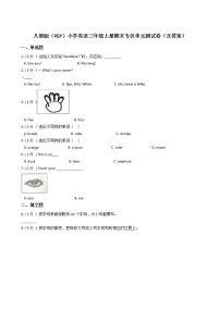 人教版（PEP）小学英语三年级上册期末专区单元测试卷（含答案）