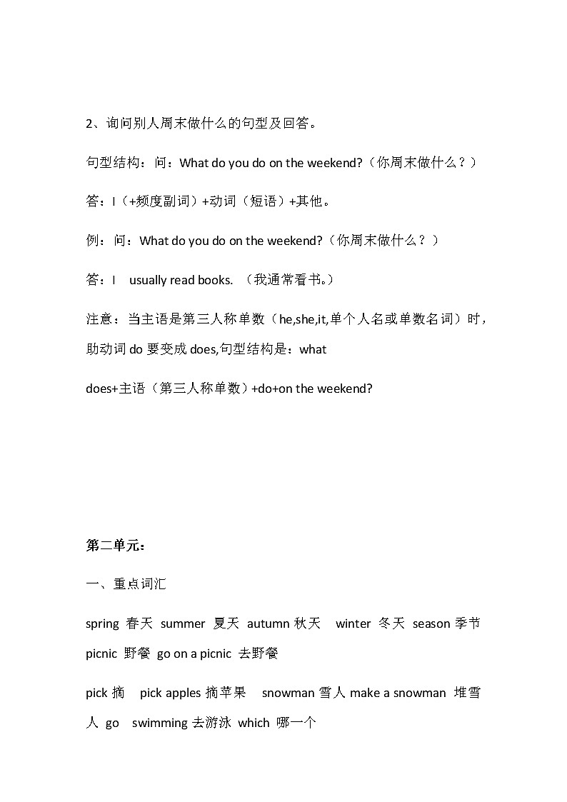 PEP五年级英语下册知识整理课件PPT第3页