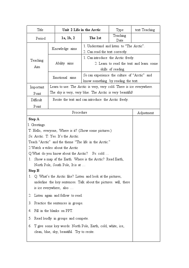 外研剑桥版英语五下unit2第4课时 Life in the Arctic  8 & 9课件+教案+素材01