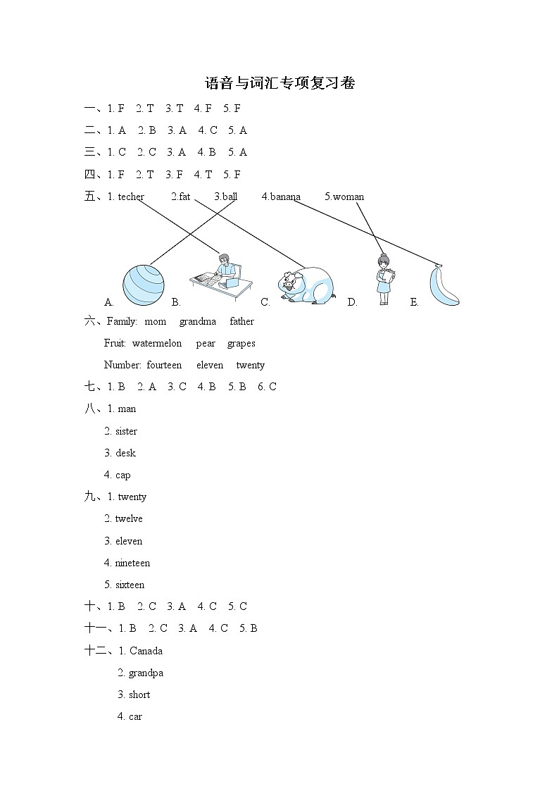 【精品】人教英语三年级下期末专项突破卷  语音与词汇专项复习卷（含答案）01