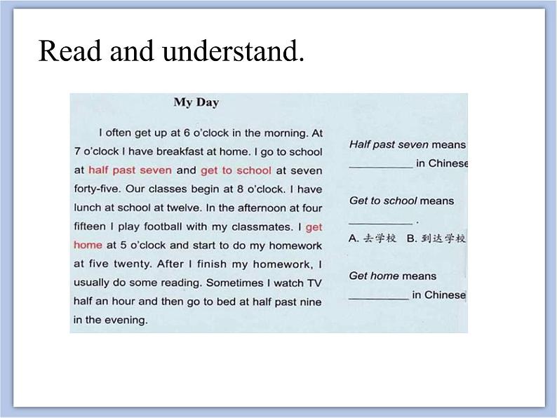 unit 2 Lesson 1 When do you get up 第二课时_课件+教案04