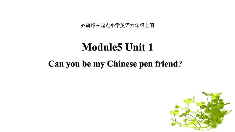 Module5 Unit 1  Can you be my Chinese pen friend课件PPT01