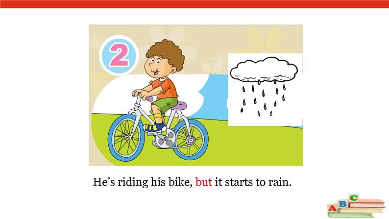 Module 5 Unit 2 He 's riding his bike, but it starts to rain.课件PPT第7页