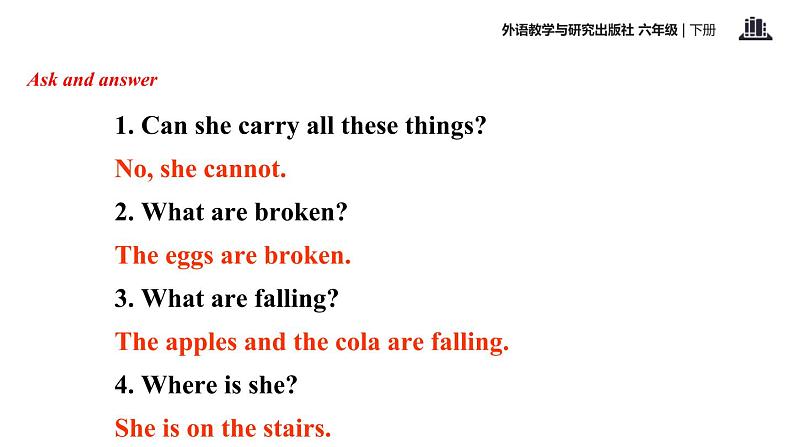 Module 4 Unit 2  The apples are falling down the stairs课件PPT第7页