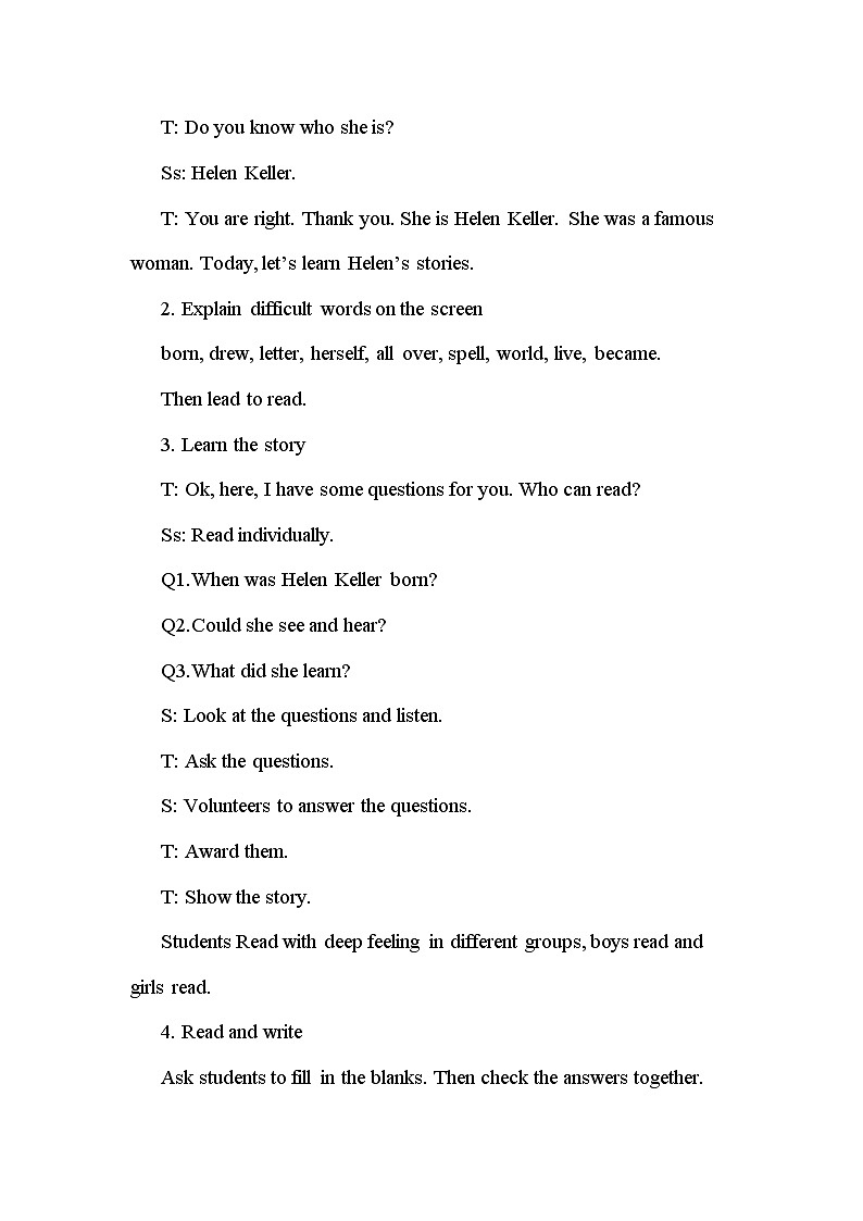 外研版（新）六下-Module 7 Unit 2  She couldn’t see or hear.【优质教案】02