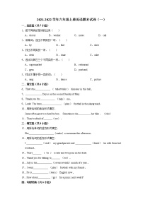 【期末必备】2021-2022学年六年级上册英语期末试卷（一）教科版（广州）（含答案解析）