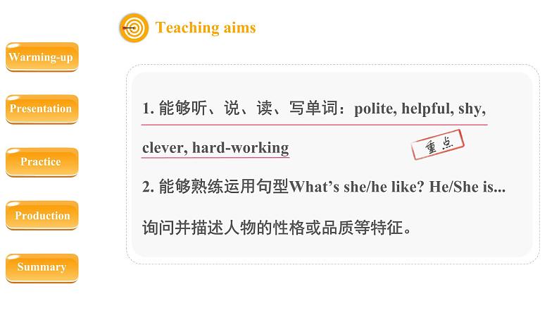 人教版五上Unit 1 What’s he like？B Let’s learn课件（共26张PPT）第2页