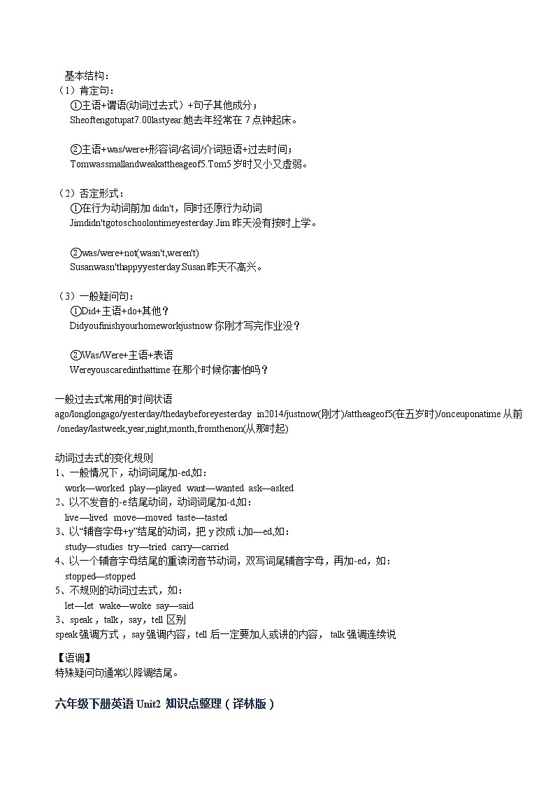 译林版六年级下册英语各单元知识点汇总学案第3页
