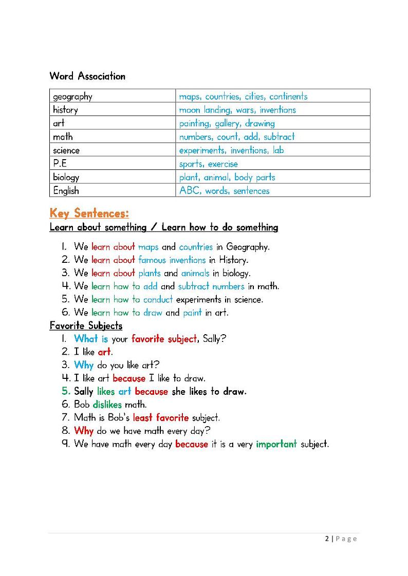 英语词汇语法学习Level4（彩版适用于幼儿、小初）学案03