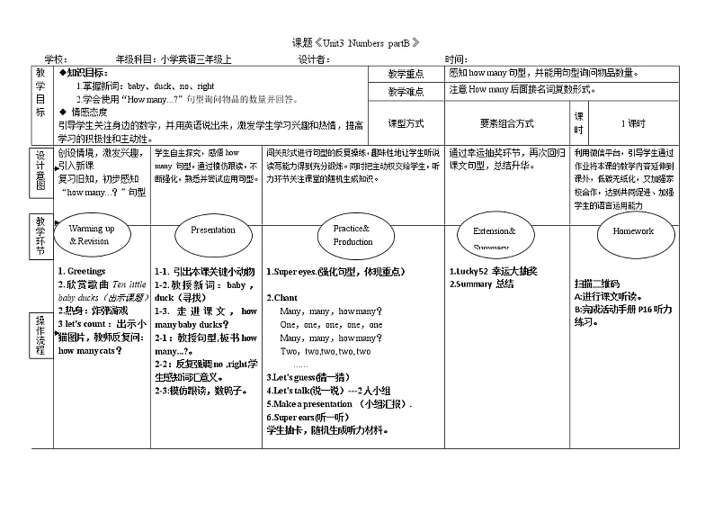 闽教版（三年级起点）小学英语三年级上册 Unit 1 Hello Part B(2) 教案01