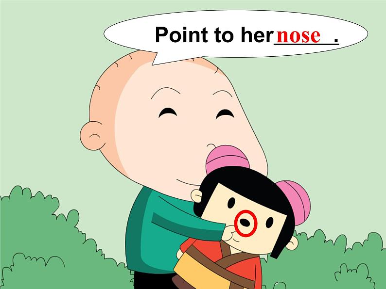 外研版（三起）英语三年级上册Module 10 Unit 2  Point to her nose(1) 课件05