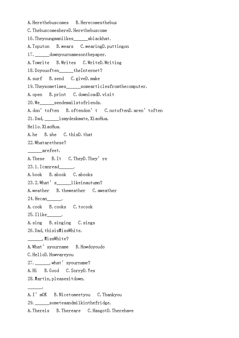 小学英语四年级上册期末考试常见错题汇总练习（共2组，附参考答案）第2页