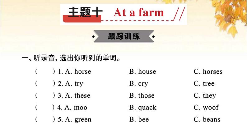 小升初英语满分特训主题十Atafarm练课件02