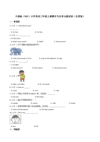 人教版（PEP）小学英语三年级上册期末专区单元测试卷（含答案）