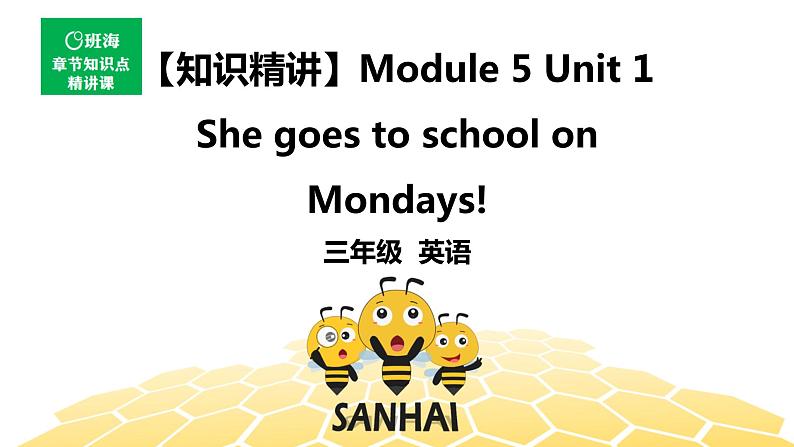 英语三年级【知识精讲】Module 5 Unit 1 She goes to school on Mondays!课件PPT01