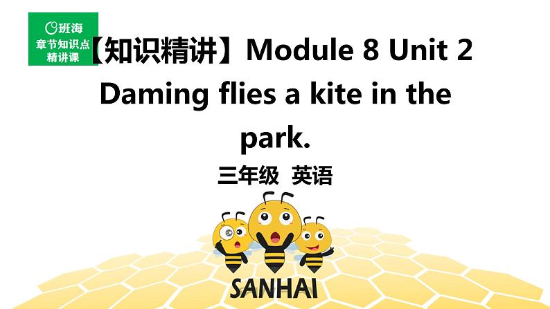 英语三年级【知识精讲】Module 8 Unit 2 Daming flies a kite in the park.课件PPT01