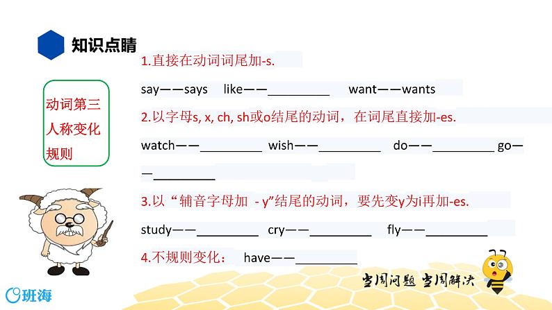 英语六年级【知识精讲】8.动词时态(1)一般现在时，三单变化课件PPT07