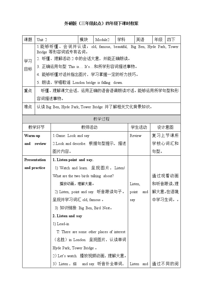 外研版（三起）四年级下册英语-Module 2 Unit 2 It’s very old  课件+教案+练习+素材01
