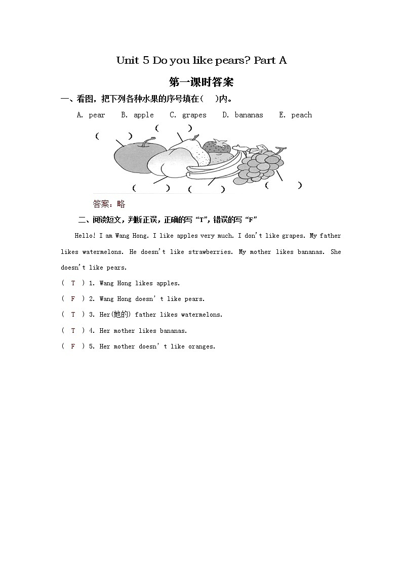 人教版三年级下册Unit 5 Part A 第一课时课件+教案+习题+音频+视频01
