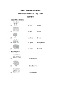 冀教版 (三年级起点)三年级下册Lesson 10 Where Do They Live?课堂检测